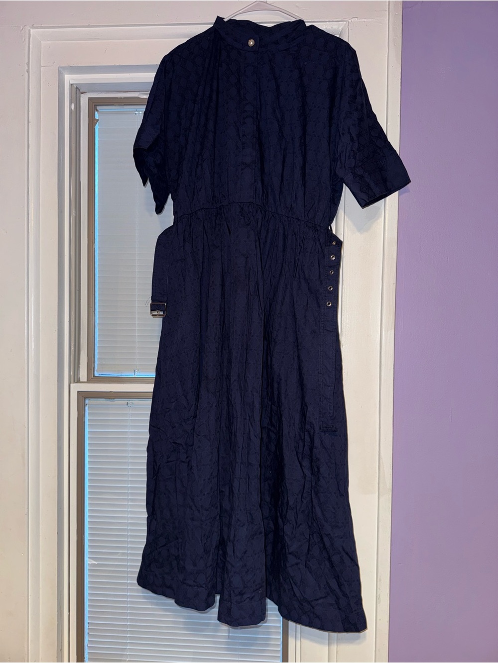 Navy Short Sleeve Midi Dress - Brand Unknown